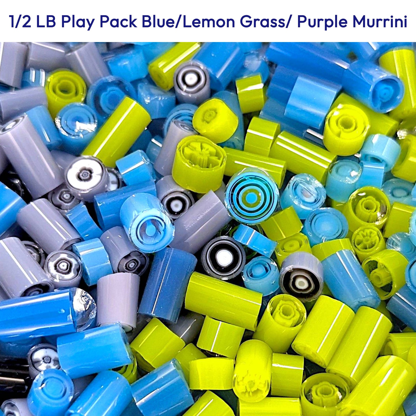1/2 LB COE 96 Play Pack - Blue/Lemon Grass/Purple
