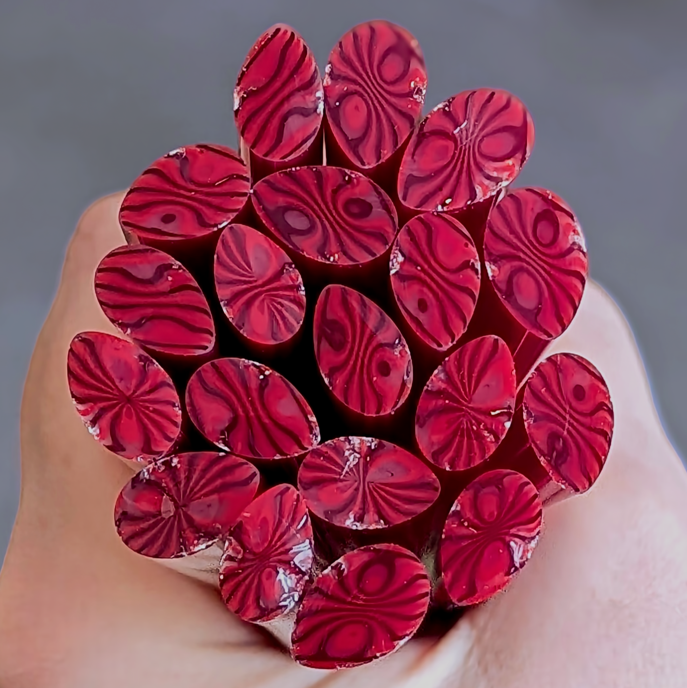 Large & XL Red Swirl Petal COE 96