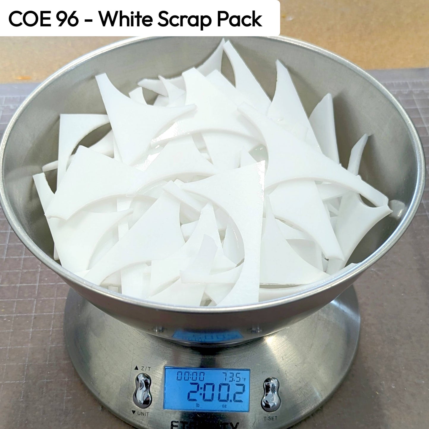COE 96 Scrap Glass White - 2lbs