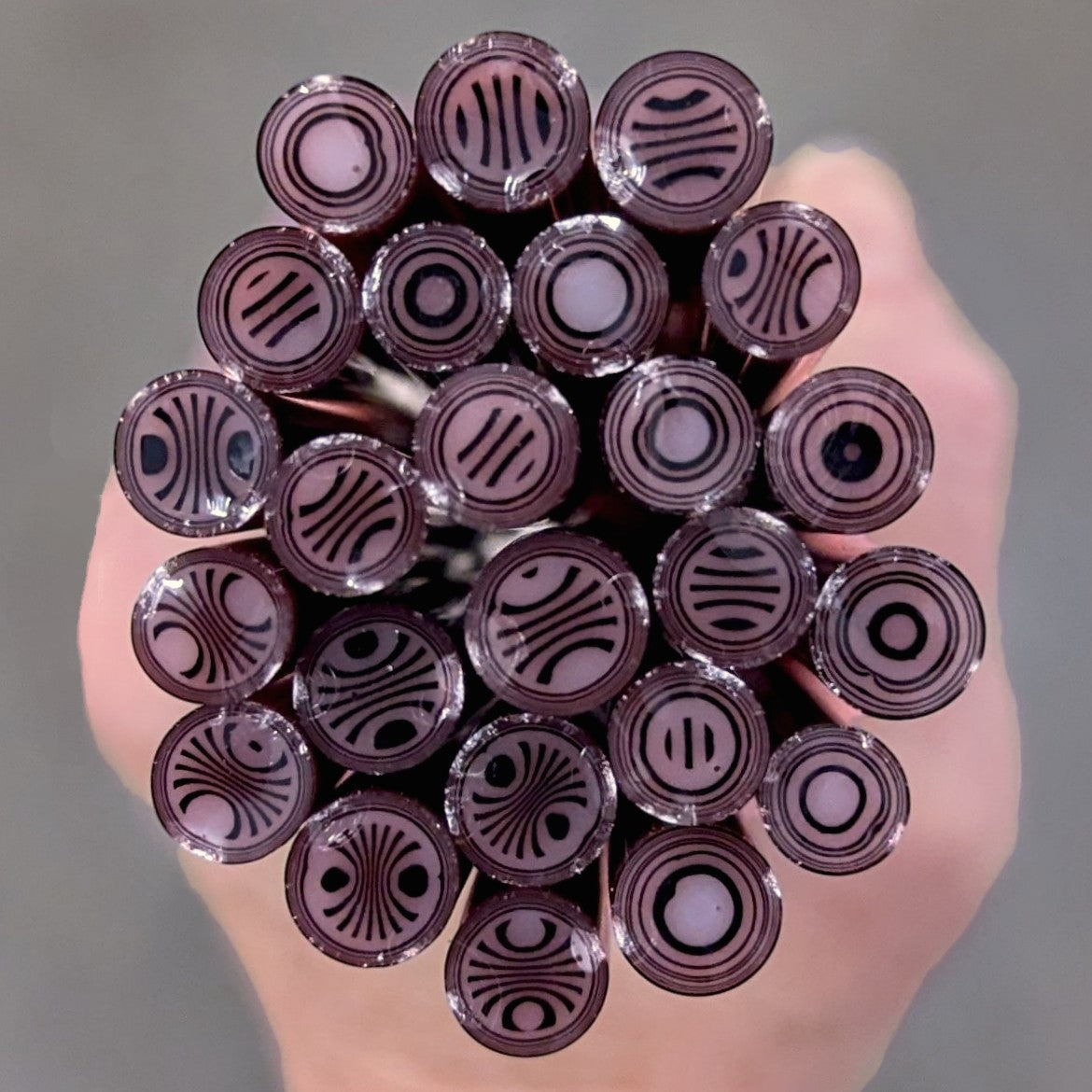 COE 96 Chocolate Burgundy Cane/Slices