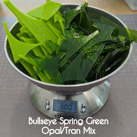 Bullseye Spring Green Opal/Tran Mix Scrap Glass 3lbs