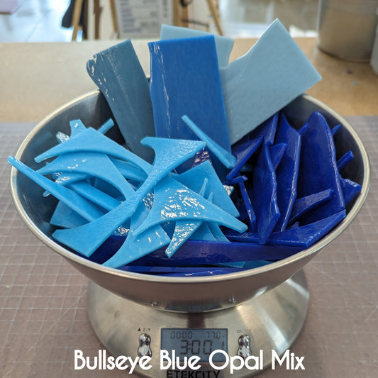Bullseye Blue Opal Mix Scrap Glass 3lbs