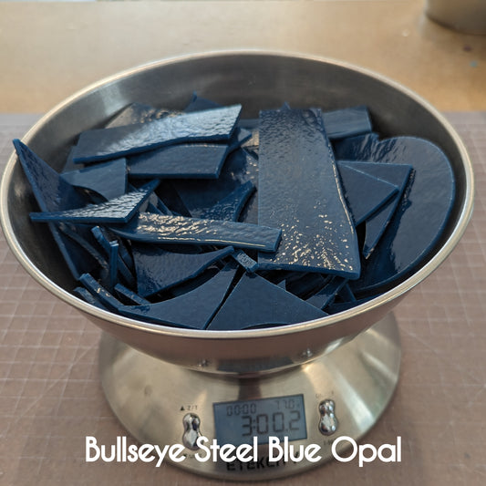 Bullseye Steel Blue Opal Scrap Glass 3lbs