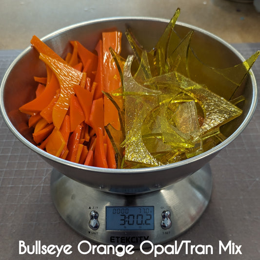 Bullseye Orange Opal/Tran Mix Scrap Glass 3lbs