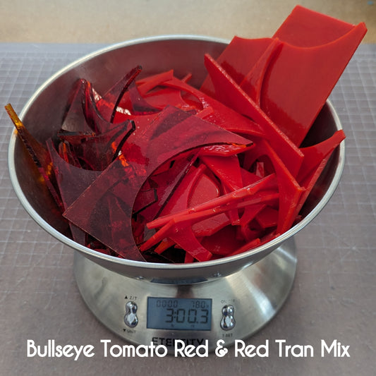 Bullseye Tomato Opal & Red Tran Scrap Glass 3lbs