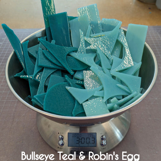 Bullseye Teal & Robin's Egg Scrap Glass 3lbs