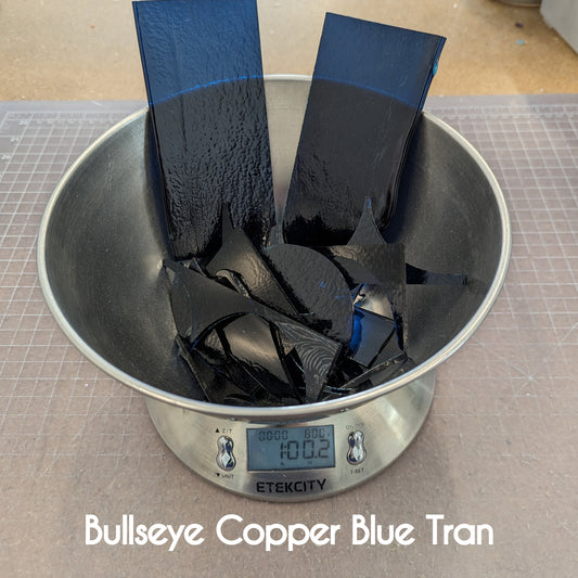 Bullseye Copper Blue Tran Scrap Glass 1 (one) lb