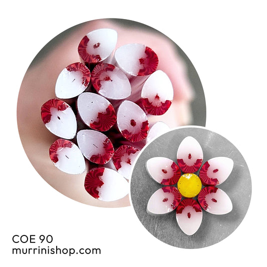 Red Moiré Dot Petals COE 90
